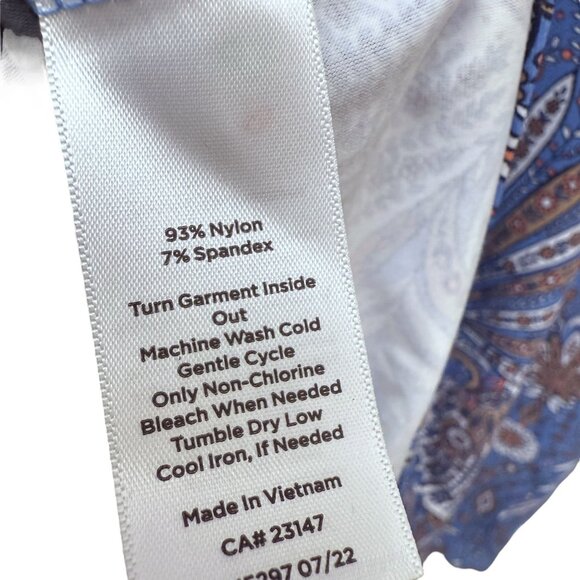 TALBOTS Effortless Jersey Shift Dress Medium Baroque Paisley Blue Stretch - Picture 9 of 10